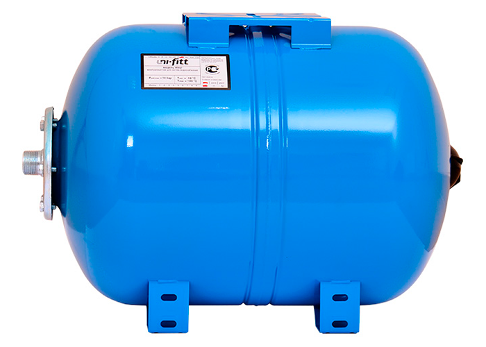 Бак гидроаккумулятор мембранный Uni-fitt: версия Classic, для водоснабжения, горизонтальный, 24 - 150 литров, на опорах