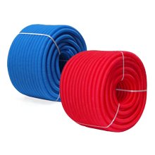 Труба Uni-fitt: гофрированная сантехническая, красная/синяя, 16 - 32 мм
